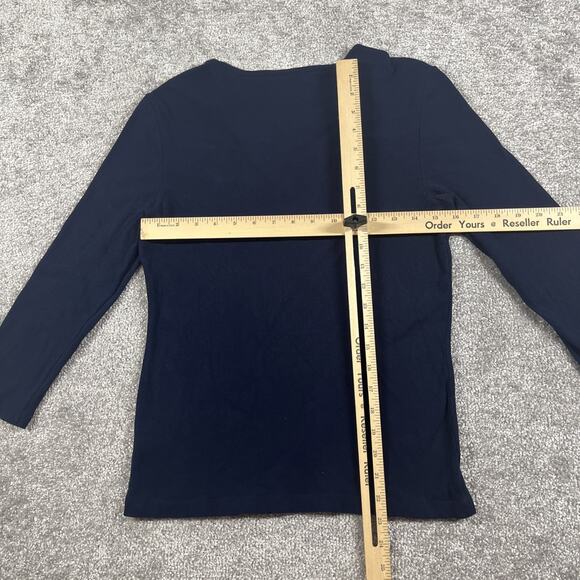 Lauren Ralph Lauren Blouse Womens Medium V Neck Minimalist Rayon Blend Stretch - Picture 8 of 12